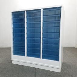 【西】～中身がひと目で分かる。整理整頓に便利なクリスタルトレー～【コクヨ】【エディア】【クリスタルトレー】【ローキャビネット】【ホワイト】【書庫】【書棚】【棚】【ラック】【収納】【格安】【安い】【メーカー】【レイアウト変更】【模様替え】【福岡オフィス家具】【福岡中古家具】【中古事務什器】