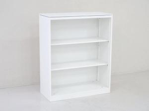 【オフィスの書類をスッキリ整理！　扉の無いタイプなので資料探しがラクラク！】■オカムラ（okamura）製　レクトライン(Rectline)シリーズ　オープン書庫　ローキャビネット　■ベース無し　■色：ホワイト　※扉外し商品のため外し跡がございます。【入替セールにつき30%OFF！】