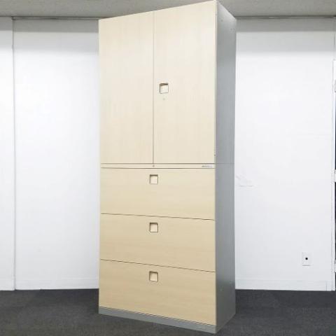 【中古】レクトライン 4B313F ZB41/4BG3WG ZB41 オカムラ（okamura） ハイキャビネット／両開き＋3段ラテラル