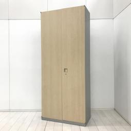【オフィス書類をスッキリ整理！A4ファイル大量収納！】■オカムラ（okamura）製　レクトラインシリーズ　旧型　ハイキャビネット 両開き　■W900×D450×H2150mm　■木目調×グレー　【関東倉庫在庫品】【弊社使用欄：A01070389】【HU】