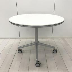 【置くだけで空間が整う！移動できるラウンドテーブル！】■コクヨ（KOKUYO）製　アットラボ（Atlabo）シリーズ　ミーティングテーブル　ラウンドテーブル　W900×D900×H720mm　 キャスター付き　■ホワイト
