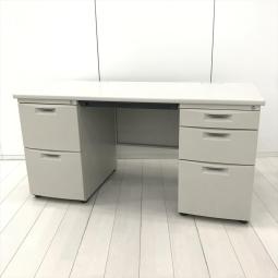 【定価約17万円】【管理席・上長席の定番！収納量抜群の両側袖付きデスク！変わらず人気のデスクシリーズ！】■イトーキ(ITOKI)製　CZNシリーズ　両袖机　W1400㎜　■右袖3段　左袖2段　■シリンダー錠　■ホワイトグレー