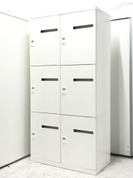 【フリーアドレスの相棒！ダイヤル錠タイプの6人用メールロッカー！】■オカムラ(okamura)製　レクトラインシリーズ　BSⅡタイプ　6人用ロッカー　パーソナルロッカー　H1810㎜　■投函口付　■ダイヤル錠　■ホワイト　※非常解除キーは付属ございません。