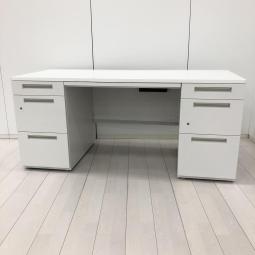【在庫セール品：2台限定】【T5】■イナバ(Inaba)製　デュエナ(DuENA)シリーズ　両袖デスク　W1600×D700mm　　■ホワイト　■配線Kタイプ　■シリンダー錠【充実のワークスペースで作業効率アップ！　上長席におすすめ！　豊富な引出しで机上をスッキリ整理！】