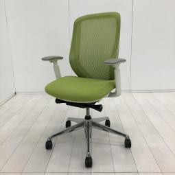 【前傾チルト機能付き】【オカムラ製品で最も人気を集める高機能チェア！】■オカムラ(okamura)製　シルフィー(Sylphy)チェア　肘付ハイバック　背面メッシュ　昇降レバー角型　■可動肘　■ライムグリーン×ホワイトシェル 【弊社使用欄：A01072519】