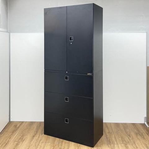 【中古】レクトライン 4B313F ZK25 オカムラ（okamura） ハイキャビネット／両開き＋3段ラテラル