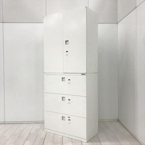 【中古】レクトライン 4B343Y ZA75 / 4BG3EZ ZA75 オカムラ（okamura） ハイキャビネット／両開き＋3段ラテラル