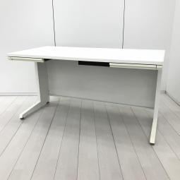 【ゆとりのあるワークスペースで作業効率アップ！】■オカムラ（okamura）製　アドバンス（ADVANCE）シリーズ　平机　引き出し付き　W1400×D700×H720mm　■ホワイト　■引き出し左右　【弊社使用欄：A01059275】