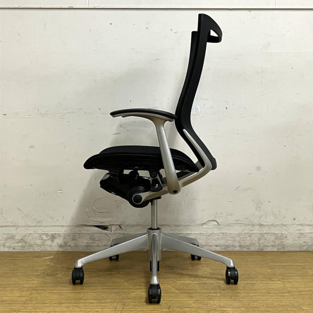 中古】バロンメッシュチェア オカムラ/okamura 肘付ハイバックチェア 