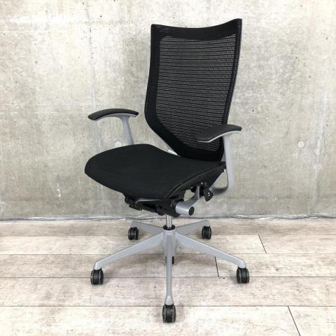 【中古】バロンメッシュチェア  オカムラ（okamura） 肘付ハイバックチェア
