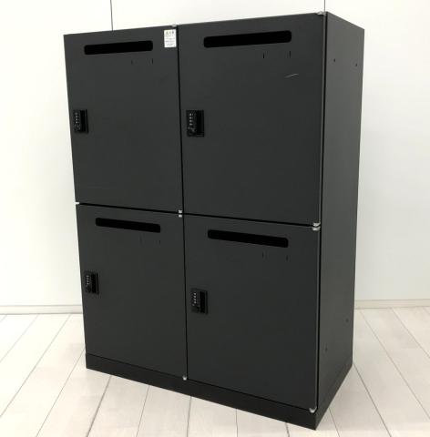 【スタイリッシュでオシャンティーなデザイン！】■イトーキ　シンラインシリーズ　4人用メールロッカー　H1210mm　ブラック　 ダイヤル錠タイプ　■省スペースに4人分の収納が可能！【ABW】