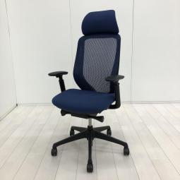 【高機能エクストラハイバックチェア！】■オカムラ（okamura）製　シルフィー（Sylphy）チェア　肘付EXハイバック　■ヘッドレスト付　■可動肘　■背面メッシュ　■ダークブルー【AD】