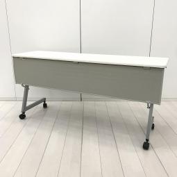 【在庫入替セール品！（本在庫限定価格）】【会議室の作成や増設に！平行スタックで省スペース！】■イトーキ(ITOKI)製　HXシリーズ　サイドスタックテーブル　フラップタイプ　ミーテイングテーブル　W1500×D450㎜　■幕板・キャスター付き　■ホワイト　【弊社使用欄：A01049964】【HU】