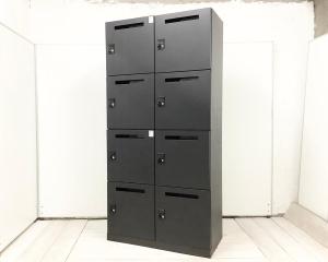 【在庫入替セール】【1台限定】【シックなブラックのモバイルロッカー！8人分の収納が可能！】■イトーキ（ITOKI）　サフィ (suffi) シリーズ　8人用パーソナルロッカー (4人用＋4人用)　 ■投函口付　■ダイヤル錠　■ブラック　■ベース付き【T5】