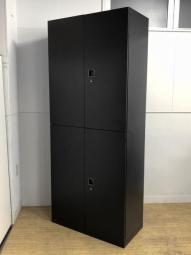 オカムラ　レクトライン　両開き＋両開き書庫　珍しいブラックカラーにて入荷　シリンダー錠　鍵付きで書類保管も安全に　A4×6段分の収納力