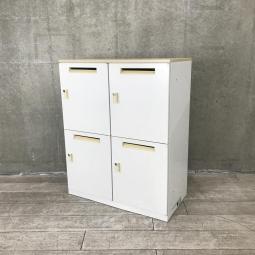 【在庫入替品】【人気のメールポスト付タイプ！フリーアドレスのお供！】■ウチダ製　HSパーソナルシリーズ　4人用パーソナルメールロッカー　■ホワイト（天板：ナチュラル）【T5】