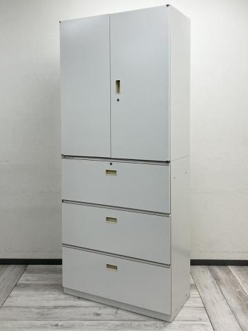 【中古】シンライン HTM-109AAS-W9 / HTM-109HSS-W9 イトーキ（ITOKI） ハイキャビネット／両開き＋3段ラテラル