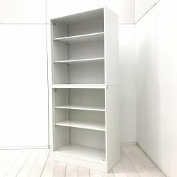 【オフィスの書類をスッキリ整理！視認性に優れたオープン書庫セット！】■オカムラ(okamura)製　42収納システムシリーズ　オープン＋オープン　書庫セット　ハイキャビネット　H2100㎜　■ベース付き　■色：ホワイト