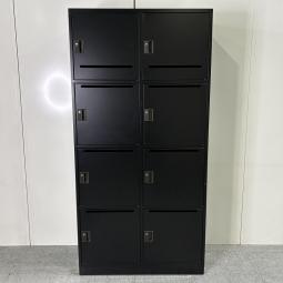【安心の鍵管理×省スペース設計！8人分をスマート収納！！】■井上金庫　8人用ロッカー　H1820ｍｍ　■投函口付　■シリンダー錠　■ブラック　オフィスバスターズ　梅田本店