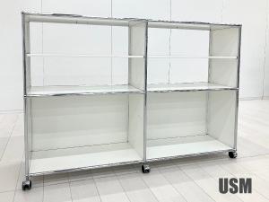 USMハラー　2列2段 キャスター付キャビネット ピュアホワイト D350 OPOP