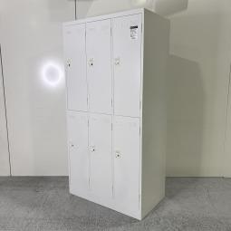 【上下2段で省スペースに収納！多人数使用で空間を有効活用できる人気6人用ロッカー！】■コクヨ（KOKUYO）製　LKシリーズ　6人用更衣ロッカー　W900×D515×H1790ｍｍ　■ダイヤル錠　■ホワイト　※ダイヤル日焼け