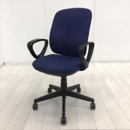 【定価約4万円】【シンプルなのに上質！フィット感が快適なコンパクトサイズのOAチェア！】■プラス(PLUS)製　プリセア(Presea)チェア　肘付　ハイバック　■サークル肘　■ブルー×ブラックシェル　【弊社使用欄：A01070177】【ID】