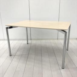 【シンプルで使い勝手のいいミーティングテーブル！休憩室やちょっとした会議に！】■ウチダ (UCHIDA)製　　ミーティングテーブル　W1200×D800×H700mm　4本脚　■木目調ナチュラル