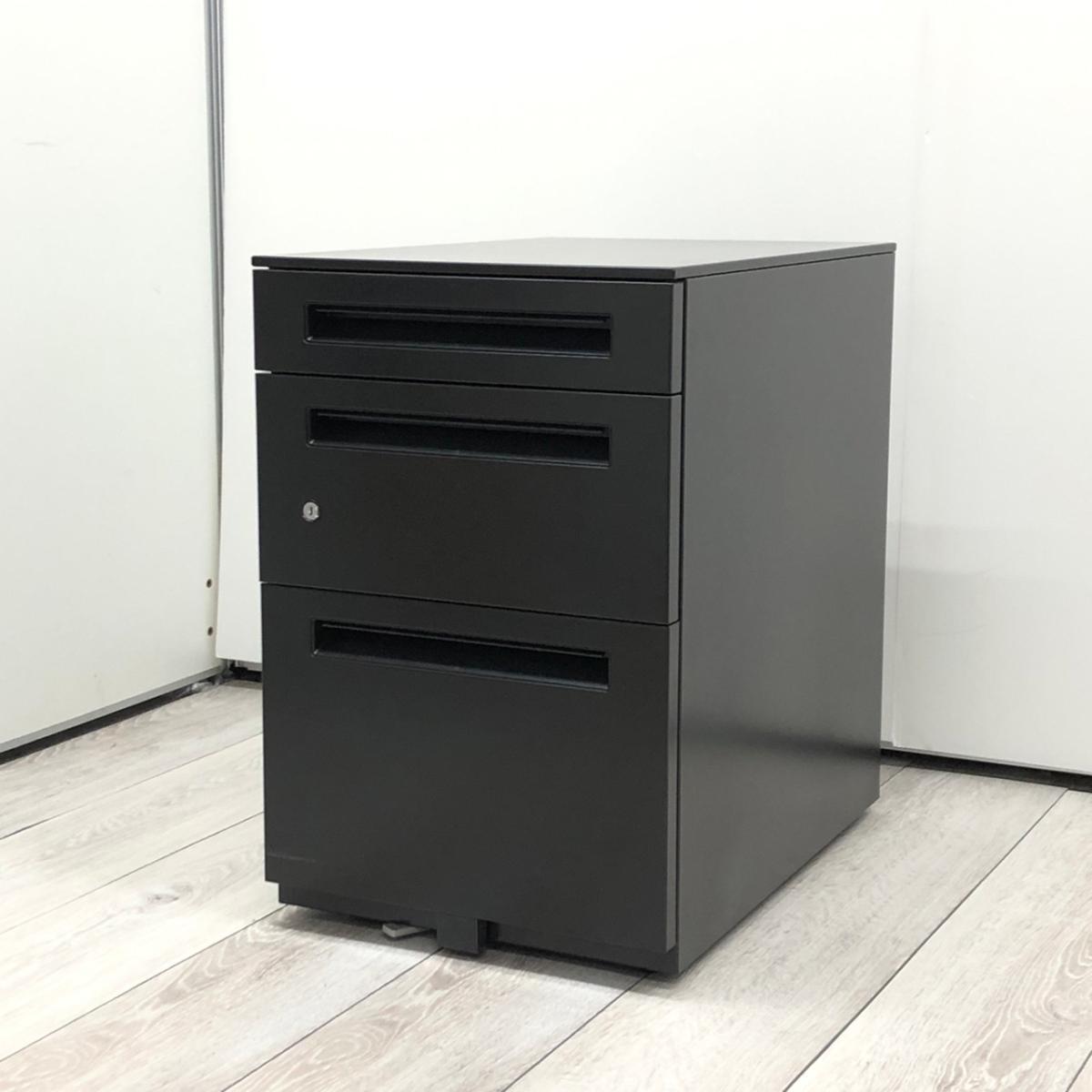◆R659◆全国送料無料◆ウチダ製　UCHIDA 3段デスクワゴン　鍵付き 中古】STワゴンシリーズ ウチダ/UCHIDA ワゴン3段 593149 - 中古