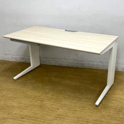 オカムラ　プロユニットデスク　平机　W1400のゆったり使えるサイズ　引き出し付き　天板：プライズウッドライト　脚：ホワイト【愛知・名古屋・豊田・静岡・浜松】