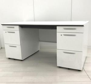 【ゆとりのあるワークスペースで作業効率アップ！】■コクヨ　アイエスシリーズ　両袖デスク　W15000㎜　ホワイト　■大きめサイズでマネージャー用デスクとしてもオススメ！【大型デスク】【KOKUYO　iS】