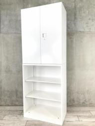 【西】～魅せる”と“隠す”を、一台で美しく～【オカムラ】【レクトラインシリーズ】【両開き×オープン書庫】【ホワイト】【ハイキャビネット】【上下書庫】【書庫】【書棚】【棚】【ラック】【収納】【格安】【安い】