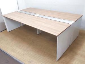 【関西倉庫入荷】■コクヨ（KOKUYO）　ワークヴィスタ+（Workvista）　■W2000×D1400×H720㎜　■ナチュラルオーク×ホワイト脚　【4名での使用に最適な幅2000mm！】