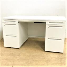 【6月3日入荷予定】オカムラ　アドバンス　両袖机　W1400　シリンダー錠　鍵付き　清潔感のあるホワイトカラー　施錠管理も可能で安全に書類保管【愛知・名古屋・豊田・静岡・浜松】