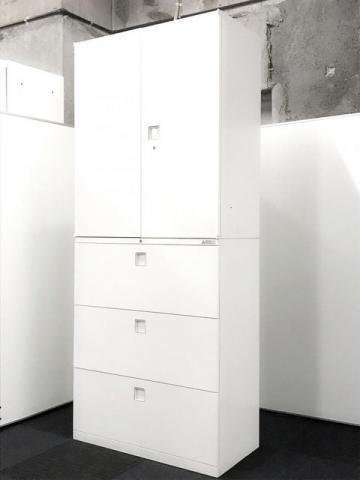 【中古】レクトライン  オカムラ（okamura） ハイキャビネット／両開き＋3段ラテラル