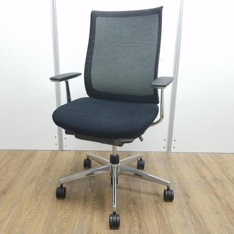 【中古】ベゼル アルミポリッシュ  コクヨ（KOKUYO） 肘付ハイバックチェア