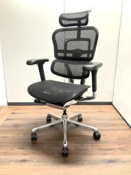 6/15入荷【限定1脚】中古では珍しいヘッドレスト付き　■エルゴヒューマンプロ2　大型独立ランバーサポート　ヘッドレストつき　可動肘　ブラック　メッシュチェア