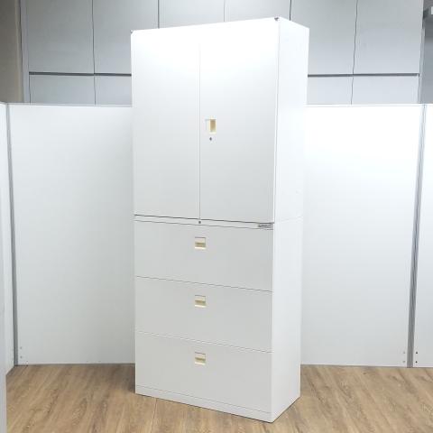 【中古】SAデュオライン  オカムラ（okamura） ハイキャビネット／両開き＋3段ラテラル