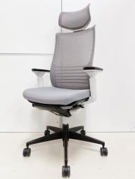 【ヘッドレスト付き！】コクヨ　ベゼル　グレー　可動肘付き【コクヨの高級チェアがお求めやすく！】【実物ホワイト脚】【T6】
