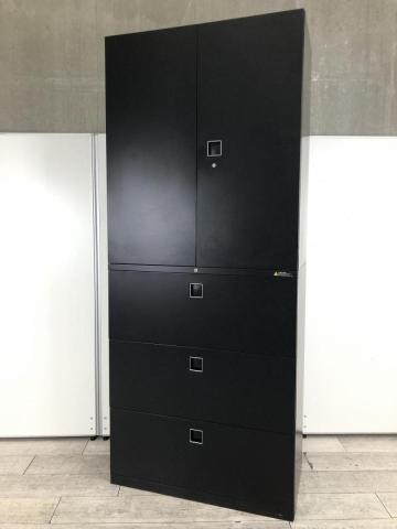 【中古】レクトライン  オカムラ（okamura） ハイキャビネット／両開き＋3段ラテラル