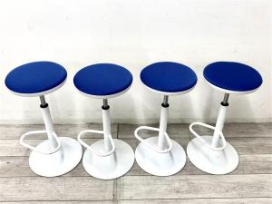 【定価約6万円】【カウンターチェア4脚セット】【ハイテーブルやカウンターに合わせて、おしゃれなリフレッシュスペースを演出！】■ナイキ　■カウンターチェア4脚セッ　■ブルー