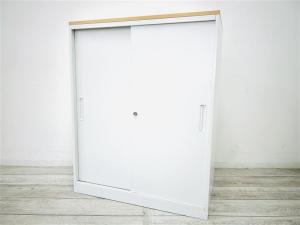 【定価約6万円】【オフィスの書類をスッキリ整理！2枚引き違い書庫の入荷です！】■NAIKI（ナイキ） CWシリーズ　■ホワイト　■2枚引き違い書庫　■W:900mm×D:450mm×H:1120mm
