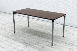 ☆W2100mm！【ゆとりのあるスペース！6～8名でご利用頂けます！】■コクヨ製　ミーティングテーブル　W2100×D1000×H720mm　ブラウン木目　■スタンダードなデザインであらゆる空間にフィット！　大型テーブル