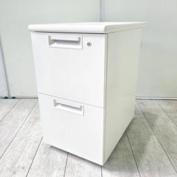 【在庫入替セール品！（本在庫限定価格）】デスク横に置いて収納と作業スペースを同時に確保！収納量抜群な2段脇机が入荷！
 ■プラス/LEED（リード）/ホワイト　収納付きサイドデスク