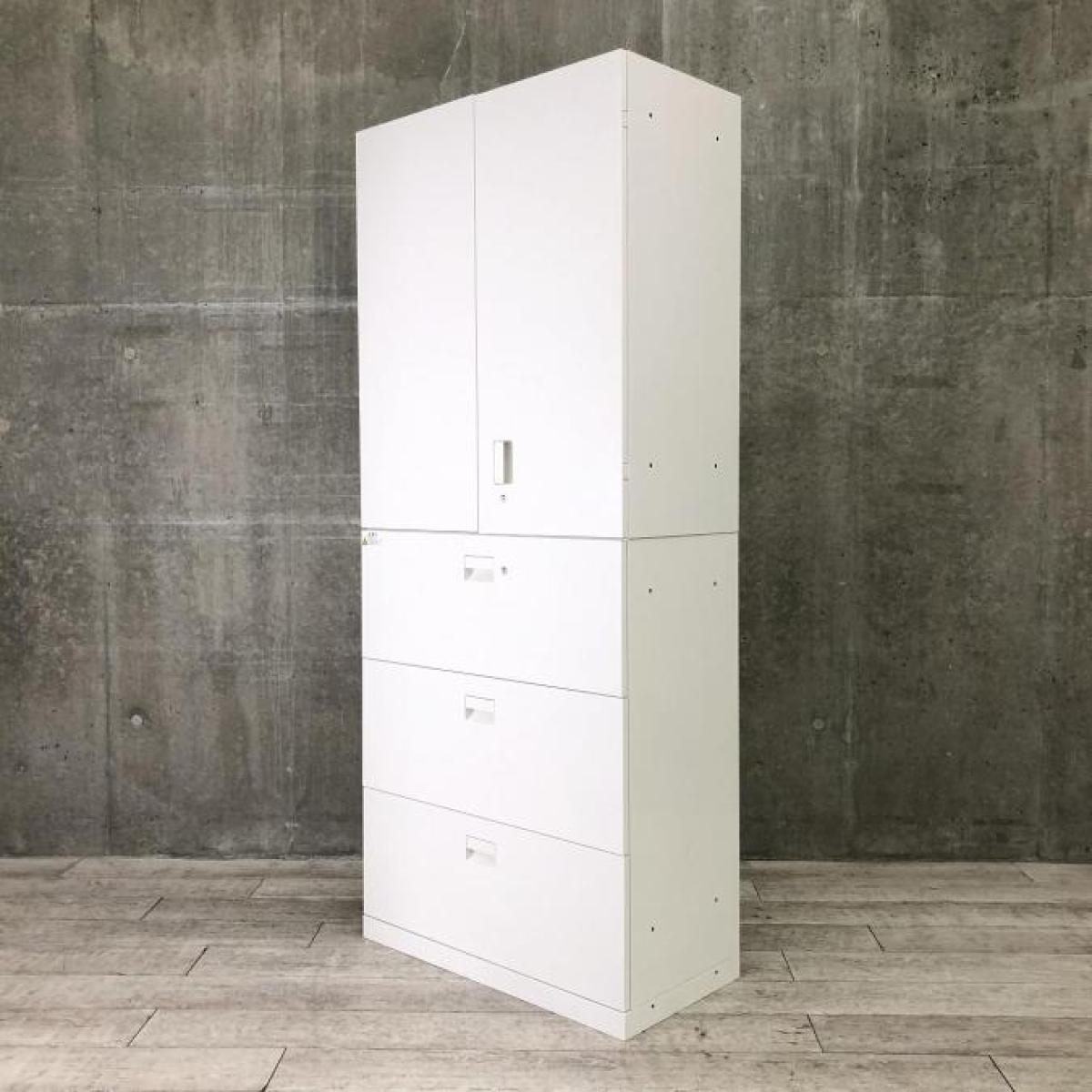 イトーキ キャビネ　両開き＋3段引出　鍵有800x450x2207 中古】エスキャビネット イトーキ/ITOKI ハイキャビネット／両開き＋3