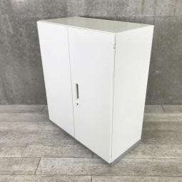 【オフィスの書類をスッキリ整理！A4ファイルも収納可能！書類探しがスムーズに！】■プラス(PLUS)製　L6シリーズ　両開き書庫　ローキャビネット　■シリンダー錠　■ホワイト