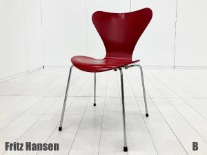 B)Fritz Hansen/フリッツハンセン　セブンチェア　ラッカー/レッド　北欧　ヤコブセン