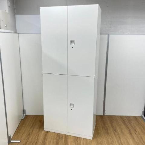 【在庫入替セール】オカムラ レクトラインシリーズ 両開き+両開き書庫セット カラー:ネオホワイト 鍵付き シリンダー錠 A4×6段分収納