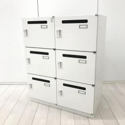 【フリーアドレス化オフィスに必須！鍵の持ち歩き不要のダイヤル錠ロッカー！】■イトーキ(ITOKI)製　シンライン(THIN LINE)シリーズ　６人用ロッカー　パーソナルロッカー　■投函口付き　■ダイヤル錠　■ホワイト　【弊社使用欄：A01069232】