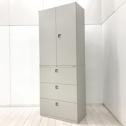 【中古】レクトライン 4B315Y Z13 / 4BG3ZC Z13 オカムラ（okamura） ハイキャビネット／両開き＋3段ラテラル