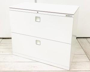 【在庫入替セール品！】【天板付き】【窓下収納に！】中古市場数少ない2段引き出しタイプの書庫が入荷！/オススメ(おすすめ) /人気商品【弊社使用欄：】■オカムラ■レクトライン/ホワイト/シリンダー錠
